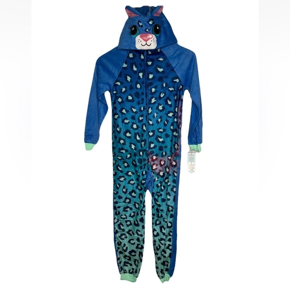 Cat & Jack Pajamas Size 7-8 M One Piece Cat Hooded Fleece Defect Discoloration
